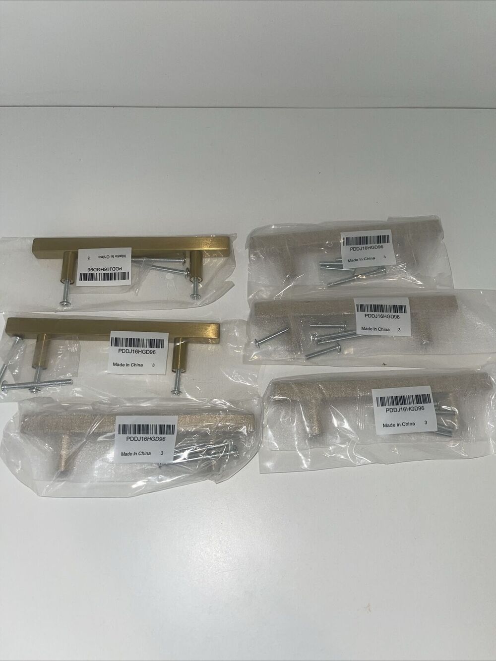 6 Brass Kitchen Cabinet Pull Gold Drawer Cupboard Wardrobe Door Handles 96mm New